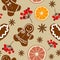 Christmas Seamless Pattern, Gingerbread Winter Surface Pattern, Winter Vector Repeat Pattern for Home Decor, Textile Design