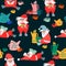 Christmas seamless pattern with hand drawn reading Santas