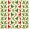 Christmas seamless pattern with hats, gloves and snowflakes