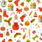 Christmas seamless pattern with many winter doodle toys