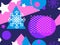 Christmas seamless pattern in memphis style of 80s. Snowflakes and fir-trees. Promotional products