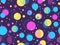 Christmas seamless pattern in memphis style with christmas balls. Great for brochures, promotional material, wrapping paper