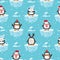 Christmas seamless pattern with penguin on ice floe background, Winter pattern, wrapping paper, pattern fills