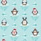 Christmas seamless pattern with penguin on ice floe background, Winter pattern, wrapping paper, winter greetings