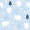 Christmas seamless pattern with polar bear background, Winter pattern with white bear, wrapping paper, pattern fills