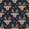 Christmas seamless pattern with reindeer background, Winter pattern with deer and decoration lights, wrapping paper
