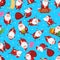 Christmas seamless pattern with santa in different action poses