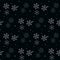 Christmas seamless pattern of snowflakes gray and white on black background