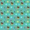 Christmas seamless pattern with stars, snowflakes, Xmas bells and candies