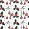 Christmas seamless pattern in vector with holiday signs and elements