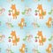 Christmas seamless pattern with winter bunny and f