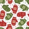 Christmas seamless pattern with winter mittens