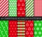 Christmas seamless patterns collection. Xmas New year texture. Bells, snowflakes, candycane ornament. Holiday wrapping