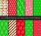 Christmas seamless patterns collection. Xmas New year texture. Seamless background with holiday socks, candycane
