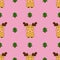 Christmas seamless patterns with cute deers and christmas tree.