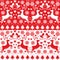 Christmas seamless red pattern with reindeer - folk style