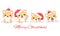 Christmas set of borders with kawaii shiba inu puppy