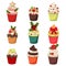 Christmas set of cupcakes and muffins illustration