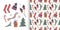 Christmas set with decorative seamless pattern and cute winter cozy element