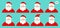 Christmas set with different emotions of Santa Claus. Various face avatars. Facial expression icons.