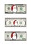 Christmas set of dollars in various denominations.