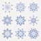 Christmas set of graceful, fragile snowflakes of blue color,