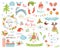 Christmas set New Year clipart elements Deer fur-tree wreaths Santa hat rabbit Christmas brances bouquet vector