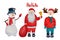 Christmas set with santa, snowman and deer. Watercolor for greeting or post cards, prints on t-shirts, phone cases,book and other