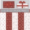 A Christmas set of seamless pattern with red and white outline bears and snow for printing on Christmas fabric or wrapping paper