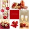 Christmas Set. Winter Holiday Gifts. Golden and Red Collage