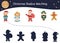 Christmas shadow matching activity for children with characters. Cute funny smiling Santa Claus