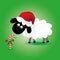 Christmas sheep with candy stick and santa hat eps10