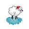 Christmas sheep on ice.