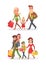 Christmas Shopping Happy Family Buying Day Vector