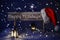 Christmas Sign Candlelight Santa Hat Happy Holidays