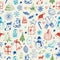 Christmas sketchy seamless pattern