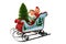 Christmas Sleigh With Elves and Tree