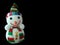 Christmas smile yarn snowman isolated on black background