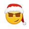 Christmas smiling face in sunglasses Large size of yellow emoji smile