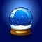 Christmas Snow globe on blue background