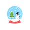 Christmas snow globe round vector icon