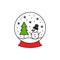 Christmas snow globe vector illustration icon