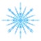 Christmas snowflake in blue watercolor for greeting card. Drawing ice star in watercolour style for ornament and pattern