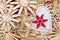 Christmas Snowflake Star Straw Hanging Decoration, Xmas Tree Hang Toy Set Isolated over White