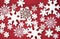 Christmas Snowflakes Background on Rustic Red Wood Boards photo from an above, looking-down view in Horizontal that can be used ve