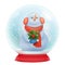 Christmas snowglobe with snowman funny cartoon character inside