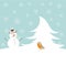 Christmas snowman and bird