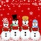 Christmas Snowman Carolers Singing Red