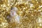 Christmas snowman decoration on gold sparkles