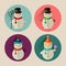Christmas snowman flat icon pack with long shadow